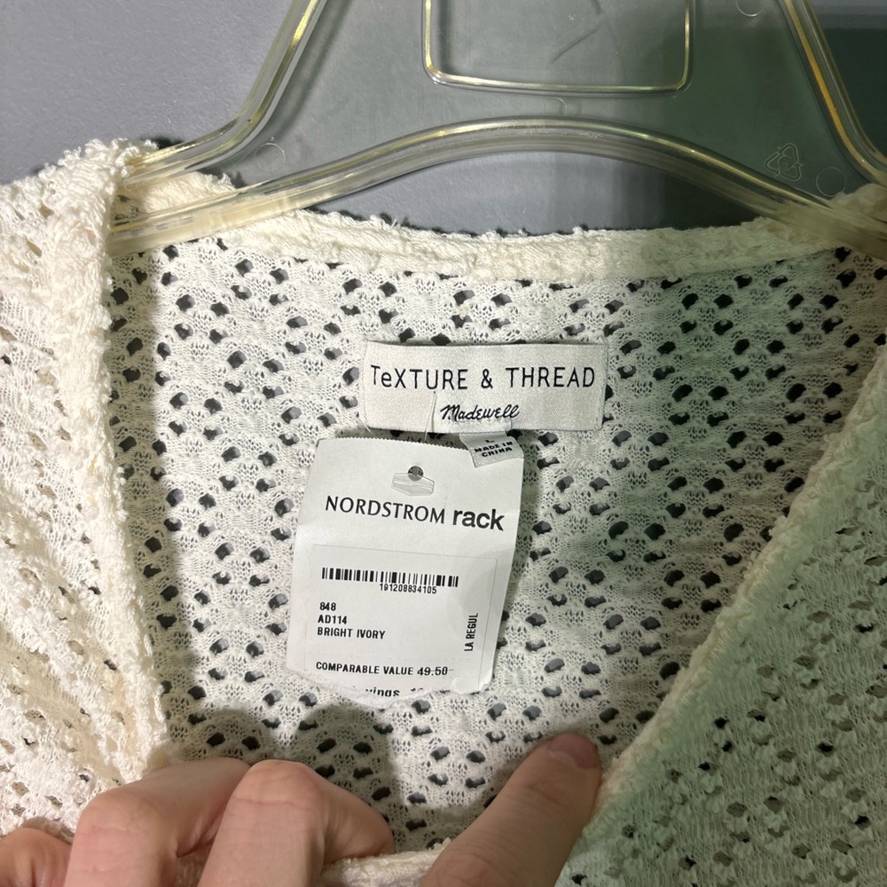 Madewell Texture & Thread Eyelet Flutter Sleeve Top Womens Size Large - Picture 4 of 5